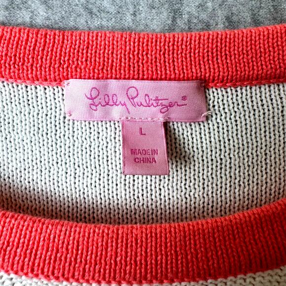 Lilly Pulitzer Sweater Womens Sz Large Striped Preppy Cotton Casual Minimalist - Picture 2 of 10